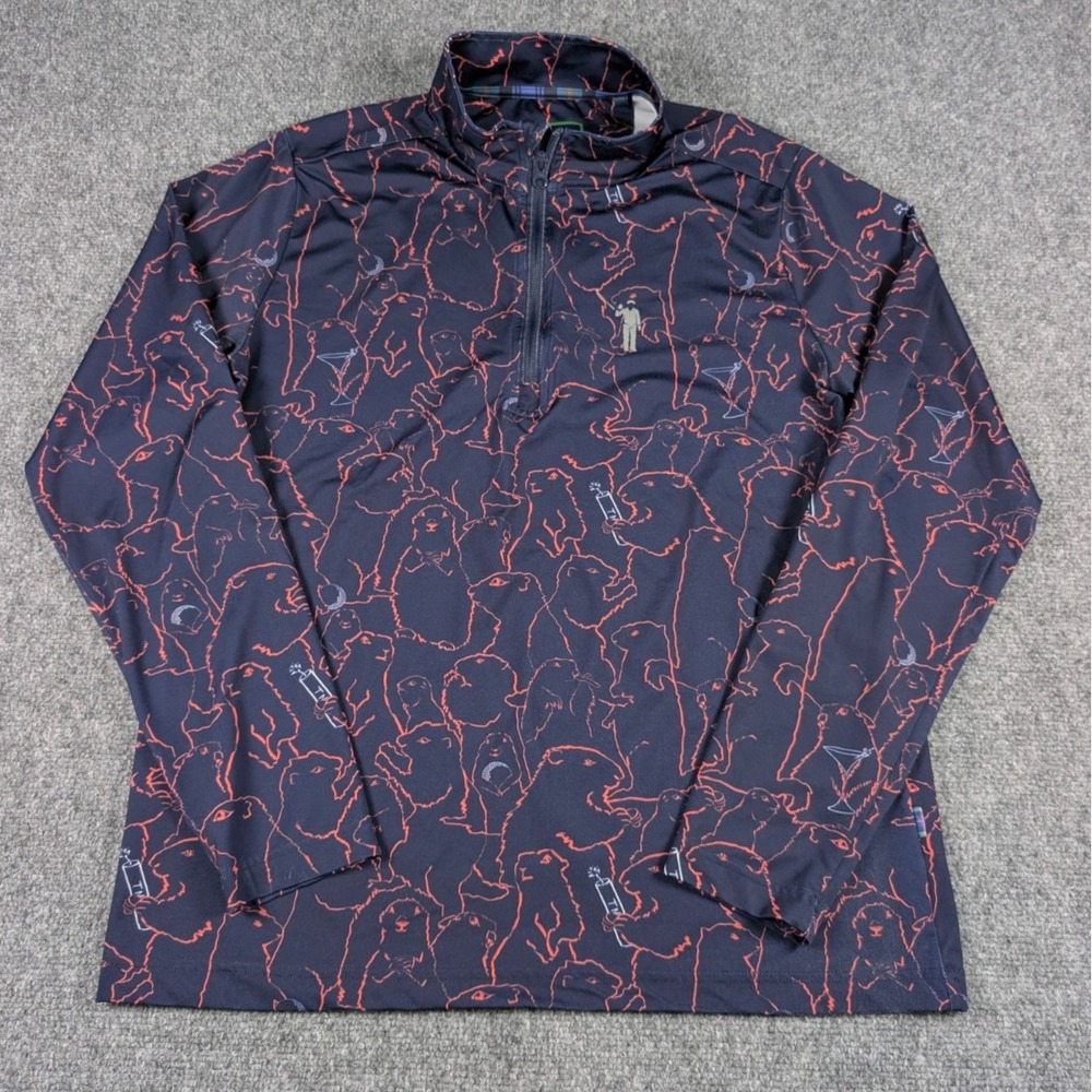 William Murray Chip Shot 1/4 Zip Pullover Mens Medium Navy Gopher AOP‎ Golf